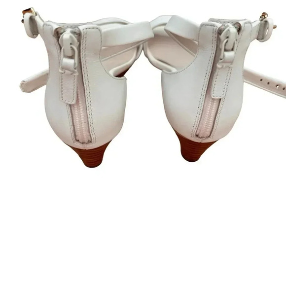 Cole Haan White Abriella Wedge Heel Sandals Ankle Strap Back Zip Open Toe 8 NEW - Picture 8 of 11